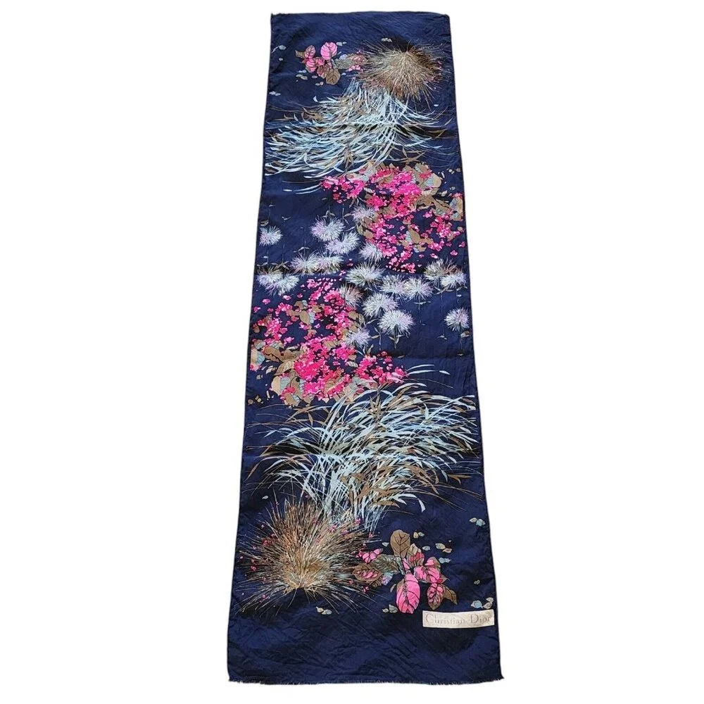 Christian Dior Flora Hand-Rolled Silk Neck Scarf
